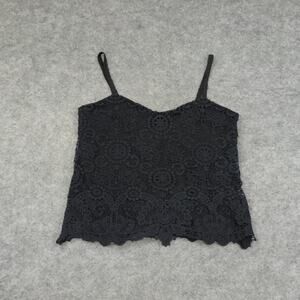 Polo Ralph Lauren Top Womens 10 Shirt Eyelet‎ Lace Cami Black Pullover Lined A